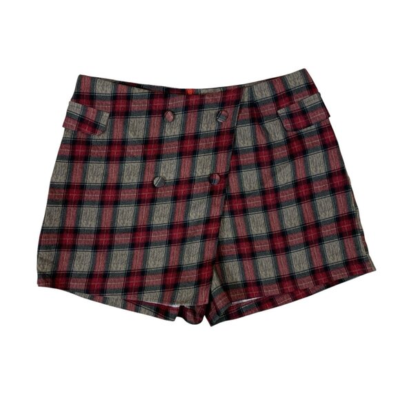 Milk And Honey Plaid High Waisted Button Front Shorts Cottagecore Grunge Large - Picture 1 of 4